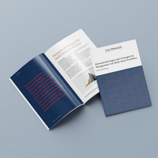 Broschüre mit dem Titel Herausforderungen und Lösungen im Management von Multi-Asset-Produkten